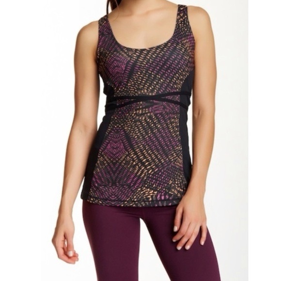 Fabletics Tops - REDUCED🎈Fabletics Women's Black and Purple Patterned Top